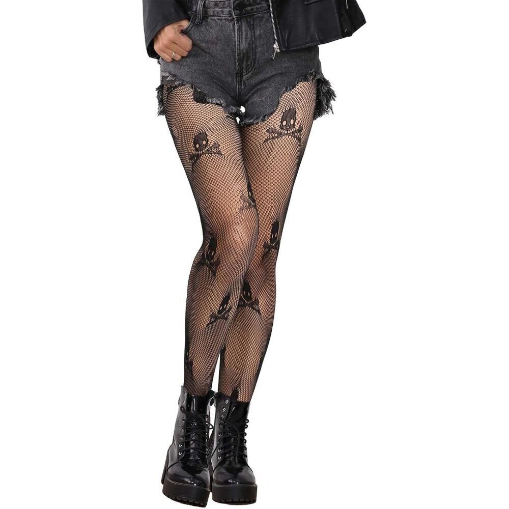 Skull Fishnets Sexy Pirate Costume Halloween Leggings for Women
